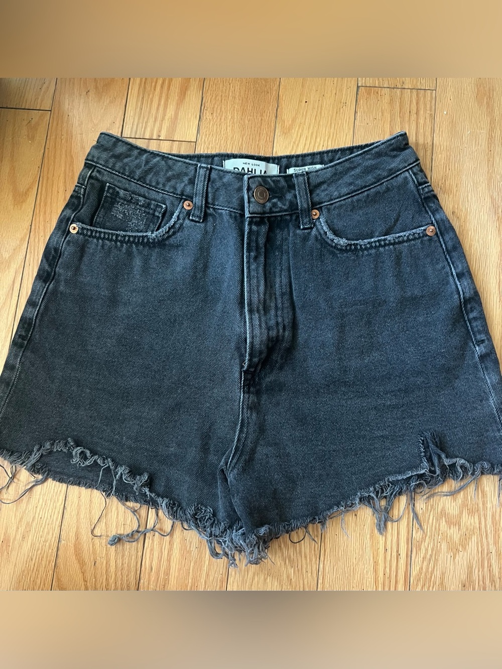 ASOS Dahlia Black Frayed Hem Denim Shorts